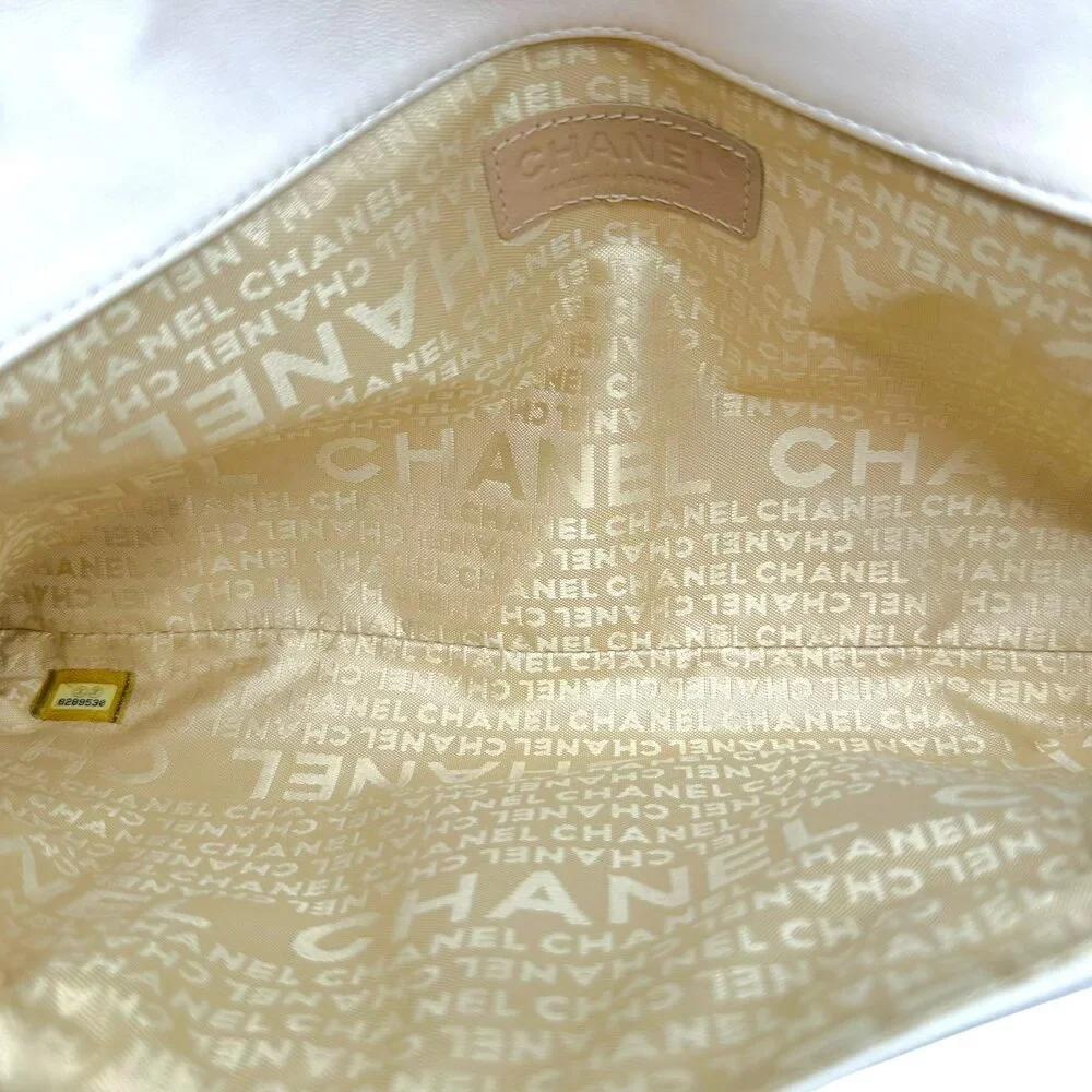 Chanel Ivory Lambskin Leather Turnlock Shoulder Bag 2003-04
